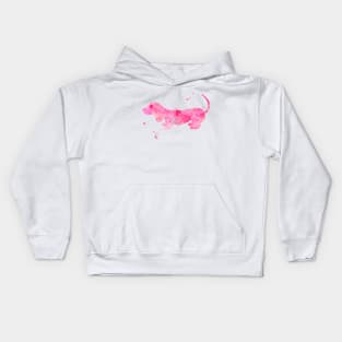 Pink Dachshund Watercolor Painting Kids Hoodie